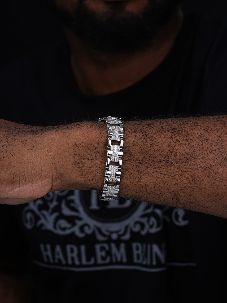 Custom Hermes Presidential Link Bracelet Iced Out CZ Stones - 925 Silver - 12mm - 7.5"-8.5"