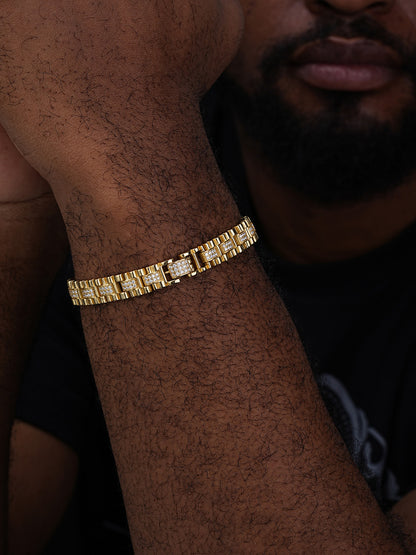 Everyday Classic Presidential Custom Link Bracelet Iced Out CZ Stones - 14k Gold Vermeil 925 Silver - 10mm - 7.5"-8.5"