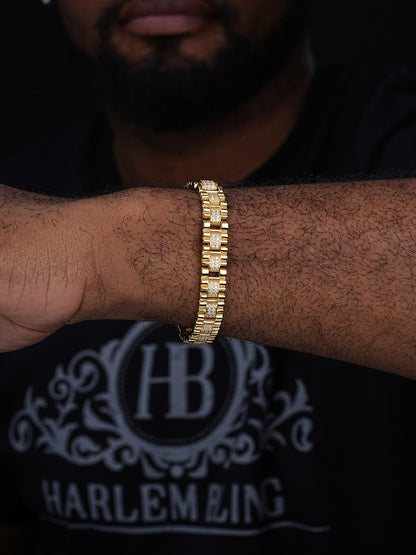Everyday Classic Presidential Custom Link Bracelet Iced Out CZ Stones - 14k Gold Vermeil 925 Silver - 10mm - 7.5"-8.5"