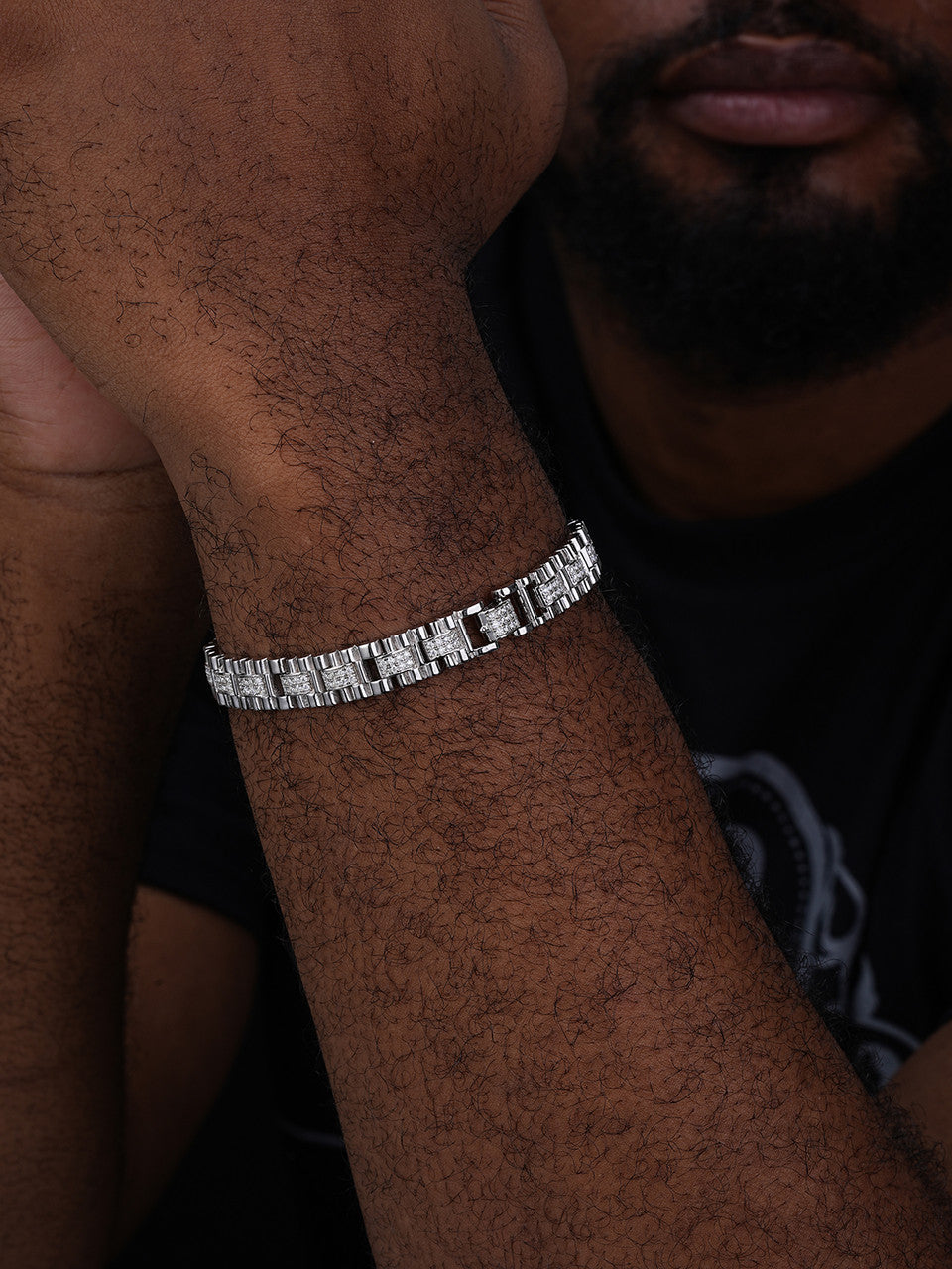 Everyday Classic Presidential Custom Link Bracelet Iced Out CZ Stones - 925 Silver - 10mm - 7.5"-8.5"