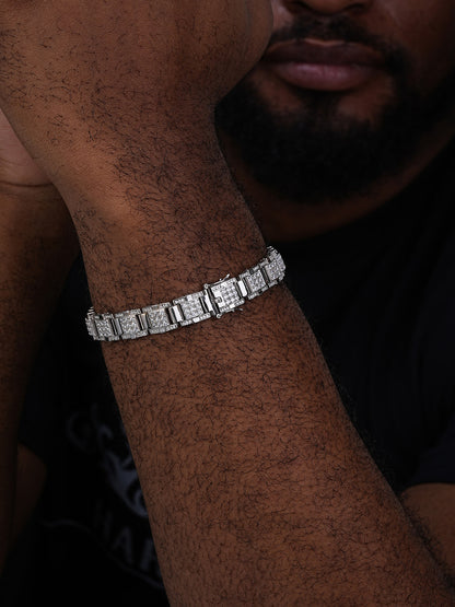 Ice Giant Star Bracelet Iced Out CZ Stones - 925 Silver - 12mm - 7"-8.5"