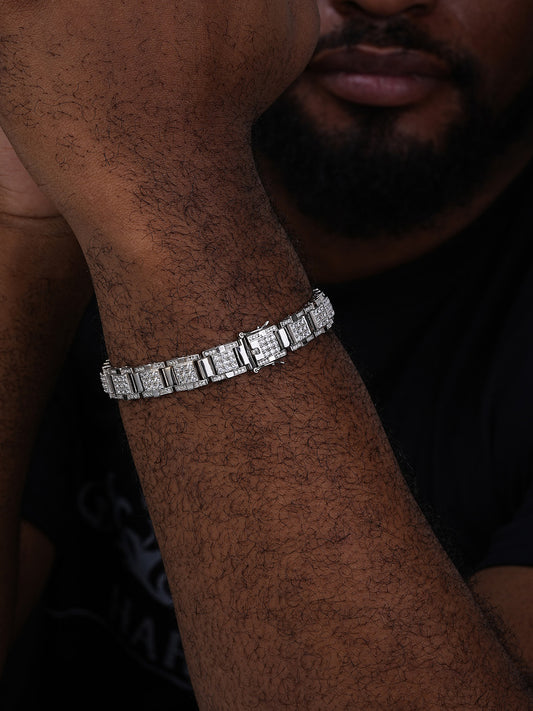 Ice Giant Star Bracelet Iced Out CZ Stones - 925 Silver - 12mm - 7"-8.5"