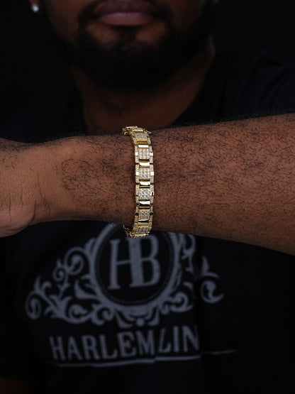 Ice Giant Star Bracelet Iced Out CZ Stones - 14k Gold Vermeil 925 Silver - 12mm - 7"-8.5"