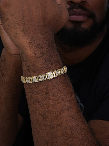 Ice Giant Star Bracelet Iced Out CZ Stones - 14k Gold Vermeil 925 Silver - 12mm - 7"-8.5"