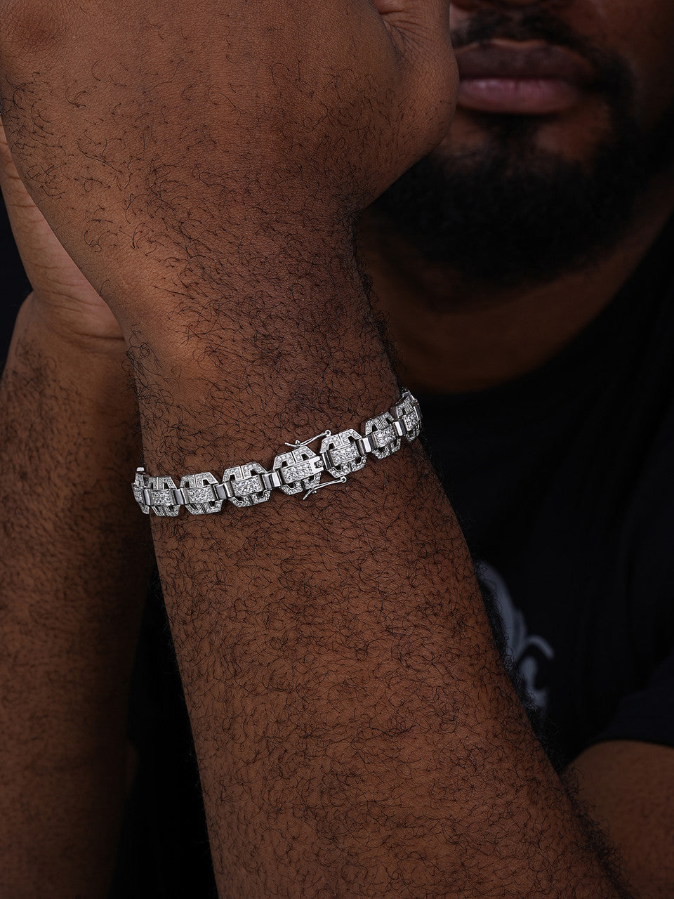 MOISSANITE Octagonal Custom Link Bracelet Iced Out - 925 Silver - 12mm - 7"-8.5"