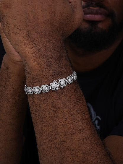 MOISSANITE Octagonal Custom Link Bracelet Iced Out - 925 Silver - 12mm - 7"-8.5"
