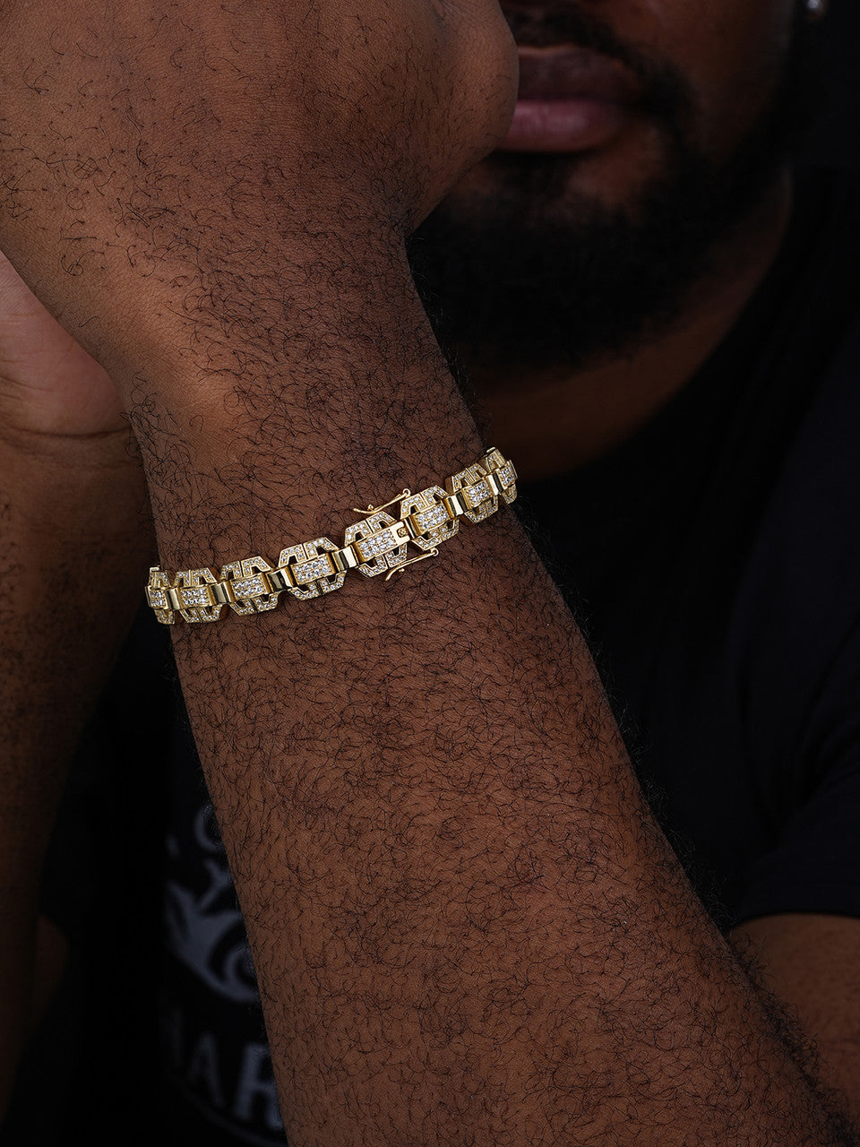 MOISSANITE Octagonal Custom Link Bracelet Iced Out - 14k Gold Vermeil 925 Silver - 12mm - 7"-8.5"