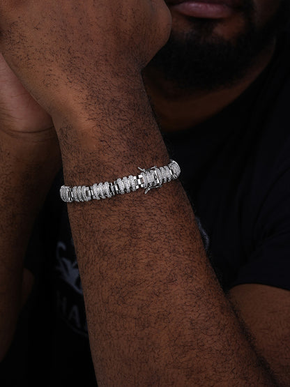 Roma Fendi Bracelet Iced Out CZ Stones - 925 Silver - 11.5mm - 7"-8.5"