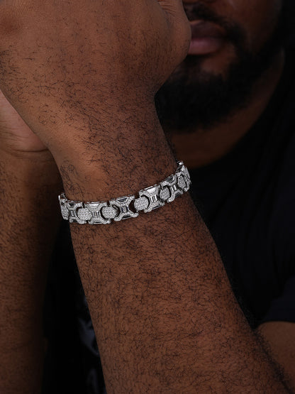 Daniels & Sons Bracelet Iced Out CZ Stones - 925 Silver - 13.5mm - 7"-8.5"