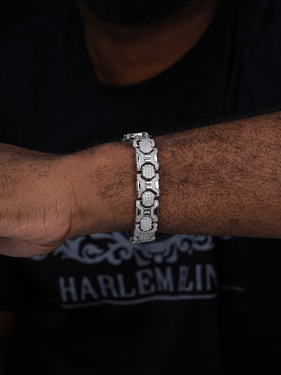 Daniels & Sons Bracelet Iced Out CZ Stones - 925 Silver - 13.5mm - 7"-8.5"