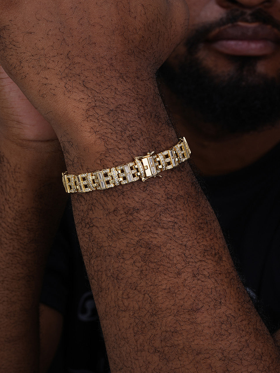 Venetian Italian Custom Link Bracelet Iced Out Baguette CZ Stones - 14k Gold Vermeil 925 Silver - 11.5mm - 7"-8.5"