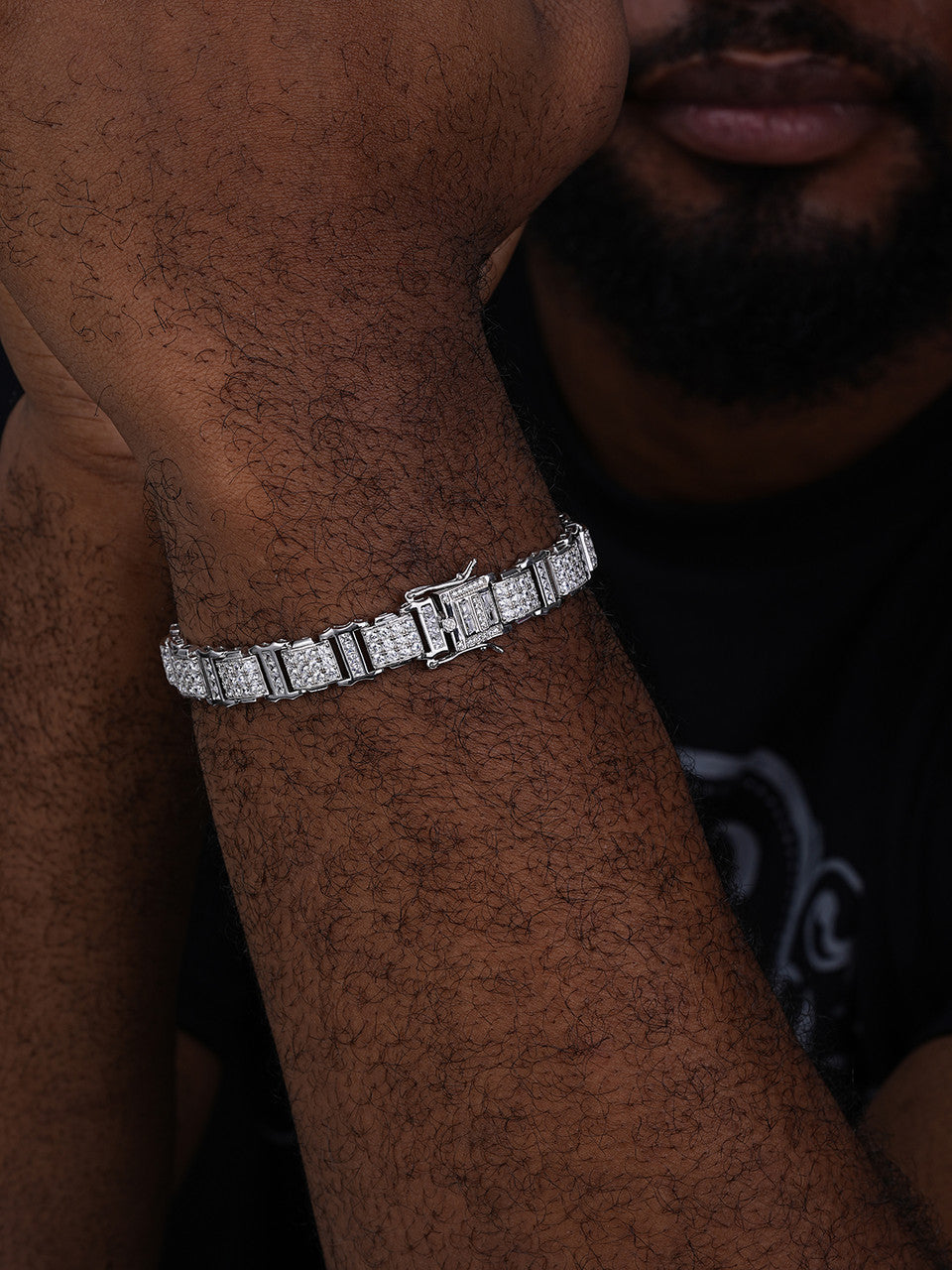 Harlem Classic Bracelet Iced Out CZ Stones - 925 Silver - 11mm - 7.5"-8.5"