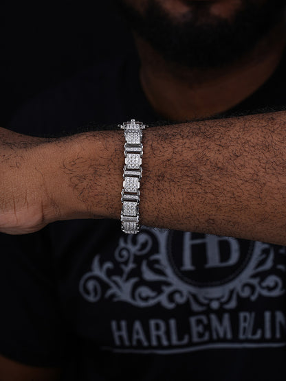 Harlem Classic Bracelet Iced Out CZ Stones - 925 Silver - 11mm - 7.5"-8.5"