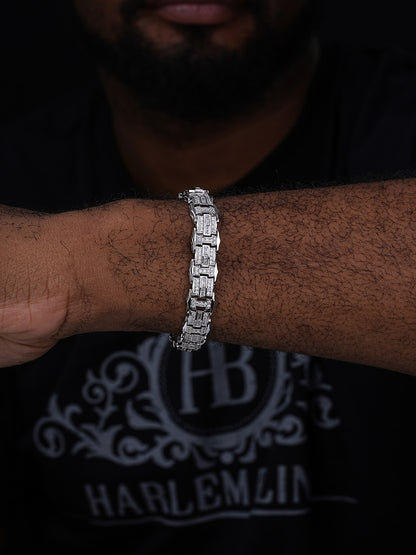 Parisian Vuitton Custom Link Bracelet Iced Out CZ Stones - 925 Silver - 12mm - 7"-8.5"