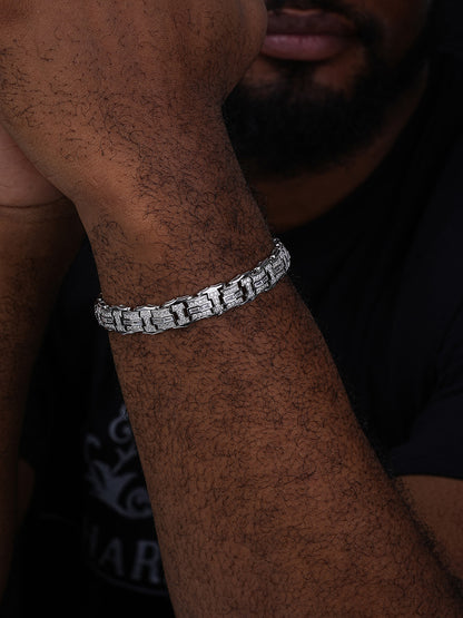 Parisian Vuitton Custom Link Bracelet Iced Out CZ Stones - 925 Silver - 12mm - 7"-8.5"