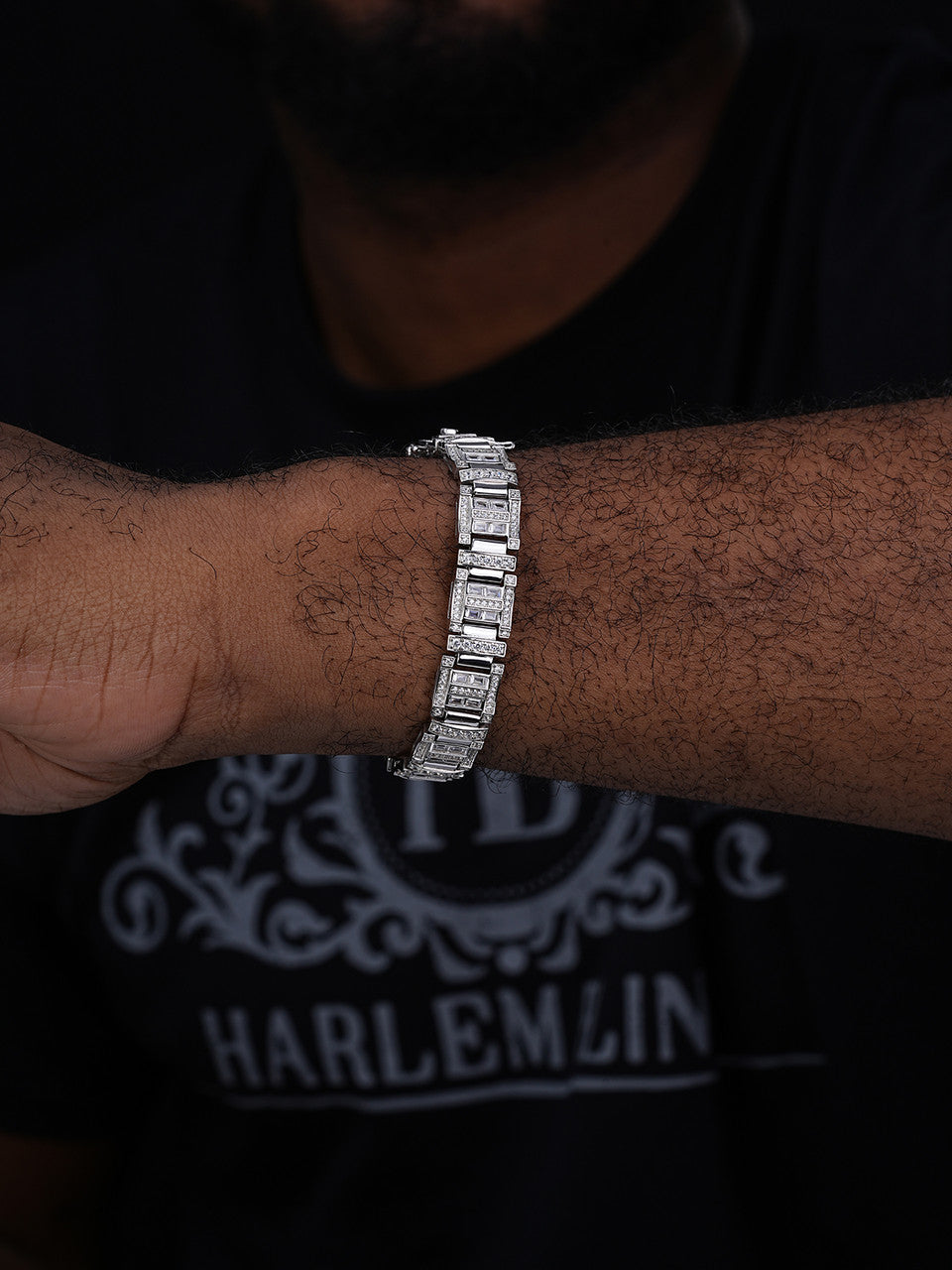 Sunny Florida Bracelet Baguette Iced Out CZ Stones - 925 Silver - 11.5mm - 7"-8.5"