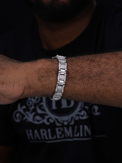 Sunny Florida Bracelet Baguette Iced Out CZ Stones - 925 Silver - 11.5mm - 7"-8.5"