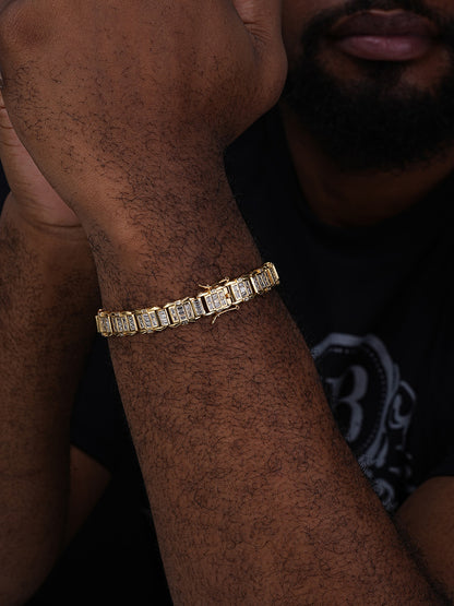 NYC Lights Bracelet Baguette Iced Out CZ Stones - 14k Gold Vermeil 925 Silver - 11mm - 7"-8.5"