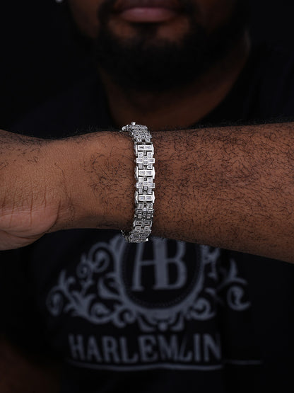 Supreme Ice Bracelet Baguette Iced Out CZ Stones - 925 Silver - 11.5mm - 7"-8.5"