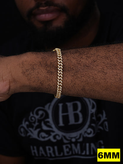 MOISSANITE Classic Miami Cuban Link Bracelet Iced Out - 14k Gold Vermeil 925 Silver - 6mm-18mm - 7-8.5"