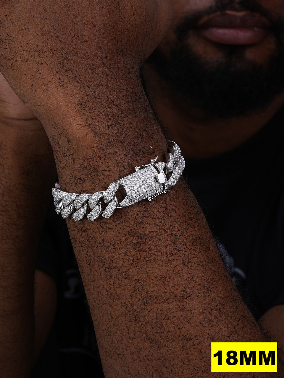 Classic Miami Cuban Link Bracelet Iced Out CZ Stones - 925 Silver - 6mm-18mm - 7-8.5"