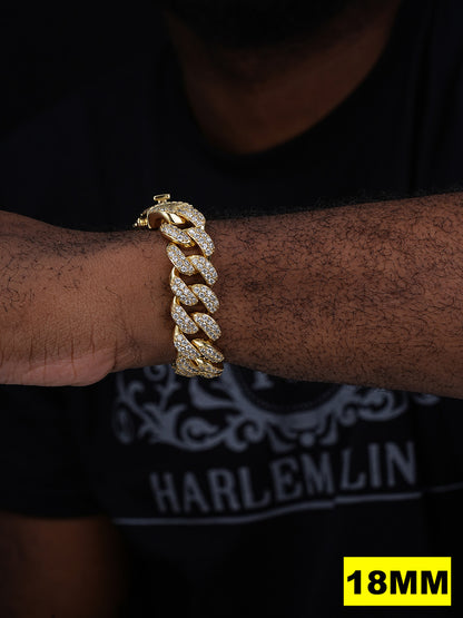MOISSANITE Classic Miami Cuban Link Bracelet Iced Out - 14k Gold Vermeil 925 Silver - 6mm-18mm - 7-8.5"
