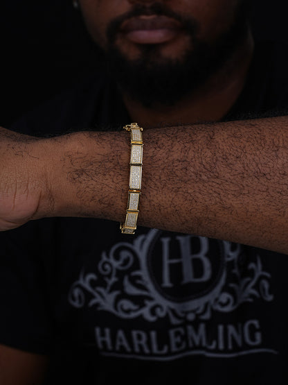 MOISSANITE Bust Down Daily Custom Link Bracelet Iced Out - 14k Gold Vermeil 925 Silver - 8.5mm - 7.5"-8.5"