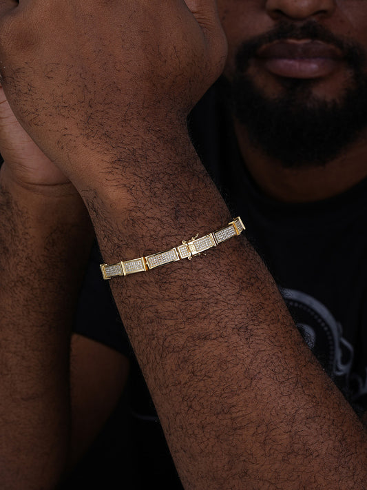 MOISSANITE Bust Down Daily Custom Link Bracelet Iced Out - 14k Gold Vermeil 925 Silver - 8.5mm - 7.5"-8.5"