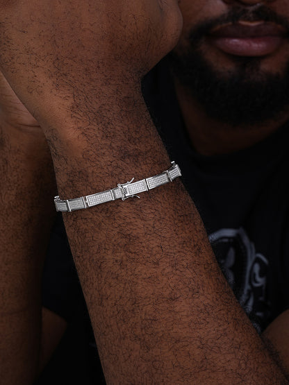 Bust Down Daily Custom Link Bracelet Iced Out CZ Stones - 925 Silver - 8.5mm - 7.5"-8.5"