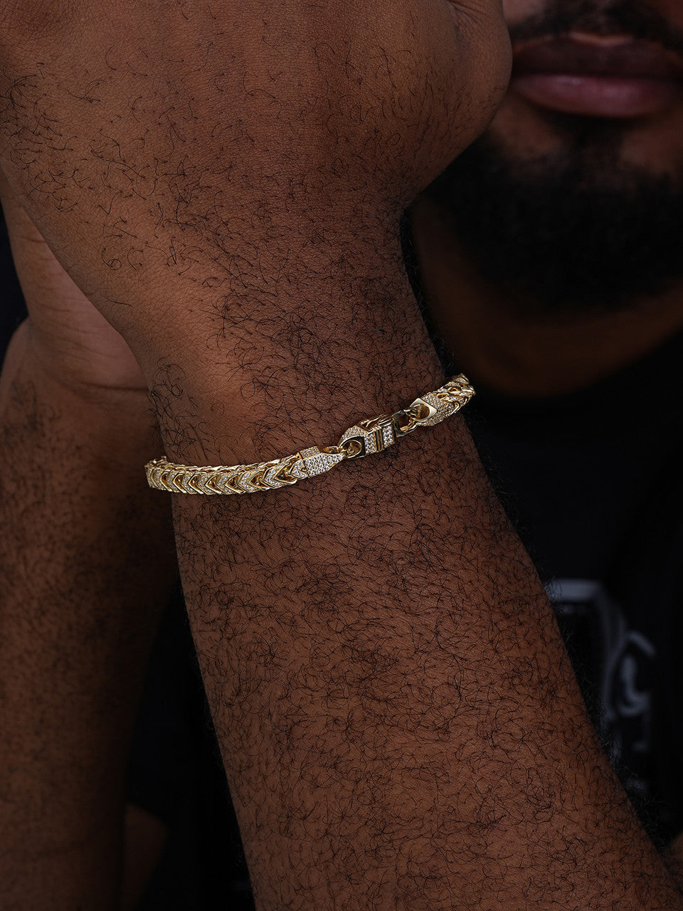 Franco Bracelet Iced Out CZ Stones - 14k Gold Vermeil 925 Silver - 6mm - 7"-8"