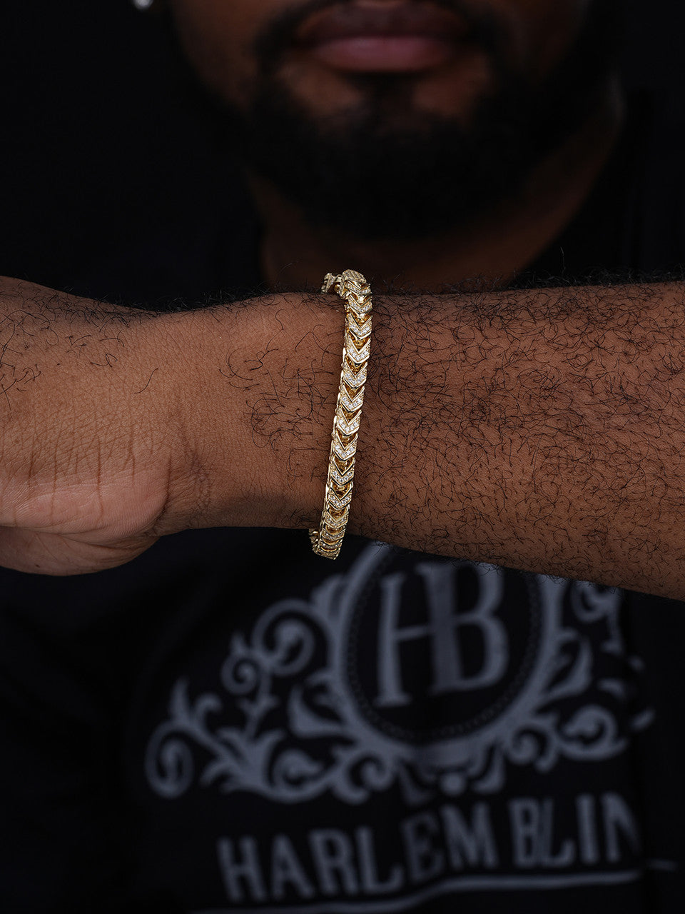 Franco Bracelet Iced Out CZ Stones - 14k Gold Vermeil 925 Silver - 6mm - 7"-8"