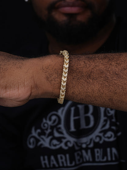 Franco Bracelet Iced Out CZ Stones - 14k Gold Vermeil 925 Silver - 6mm - 7"-8"