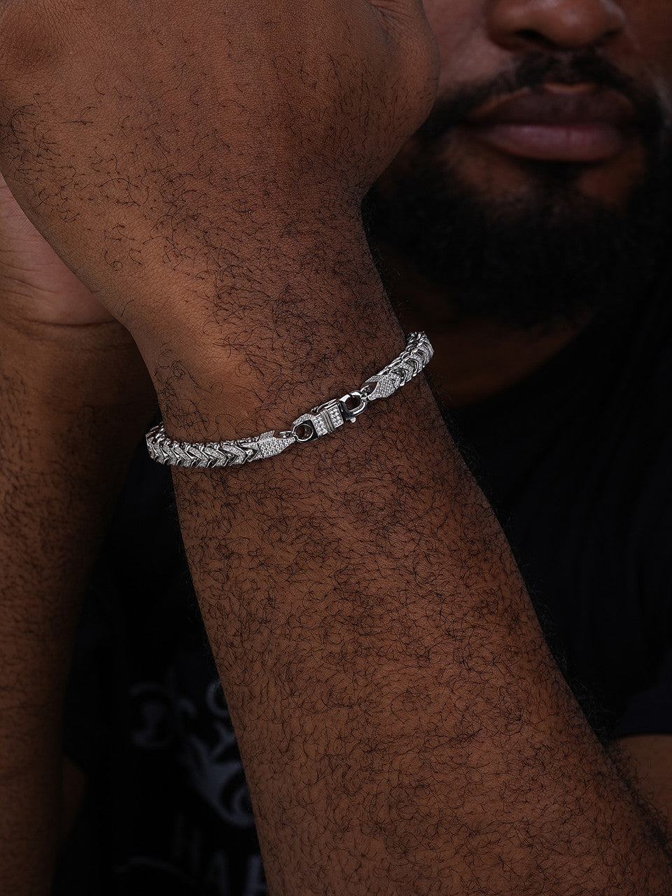 Franco Bracelet Iced Out CZ Stones - 925 Silver - 6mm - 7.5"-8.5"