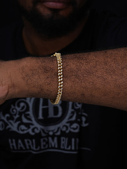 Baguette Miami Cuban Link Bracelet Iced Out CZ Stones - 14k Gold Vermeil 925 Silver - 6mm - 7"-8.5"