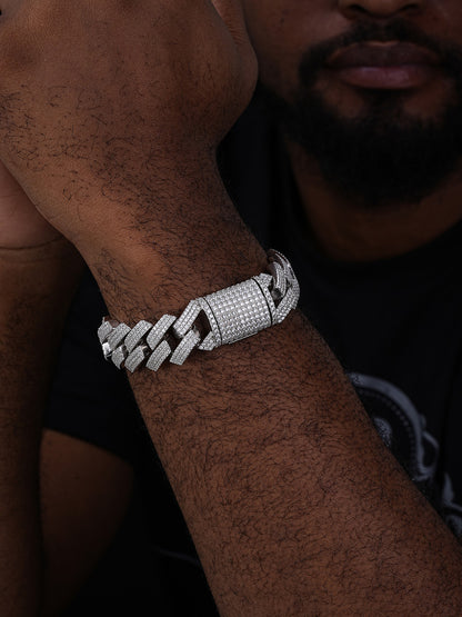 MOISSANITE Thick KILO Miami Cuban Link Prong Bracelet Iced Out - 925 Silver - 22mm - 7.5-8.5"