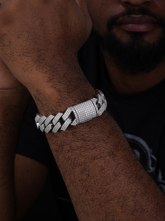 MOISSANITE Thick KILO Miami Cuban Link Prong Bracelet Iced Out - 925 Silver - 22mm - 7.5-8.5"