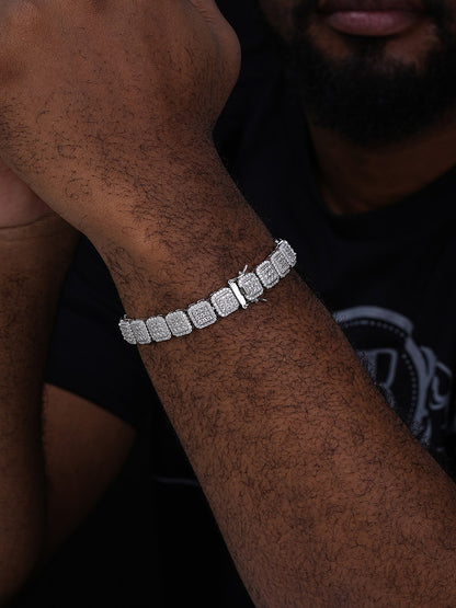 MOISSANITE Square Big Boy Link Chain Bracelet Iced Out - 925 Silver - 11mm - 7"-8.5"