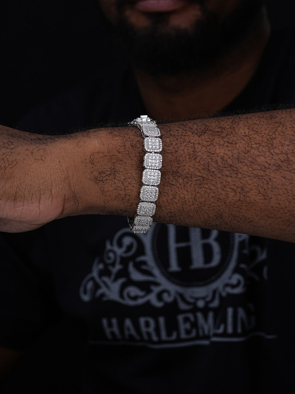 MOISSANITE Square Big Boy Link Chain Bracelet Iced Out - 925 Silver - 11mm - 7"-8.5"