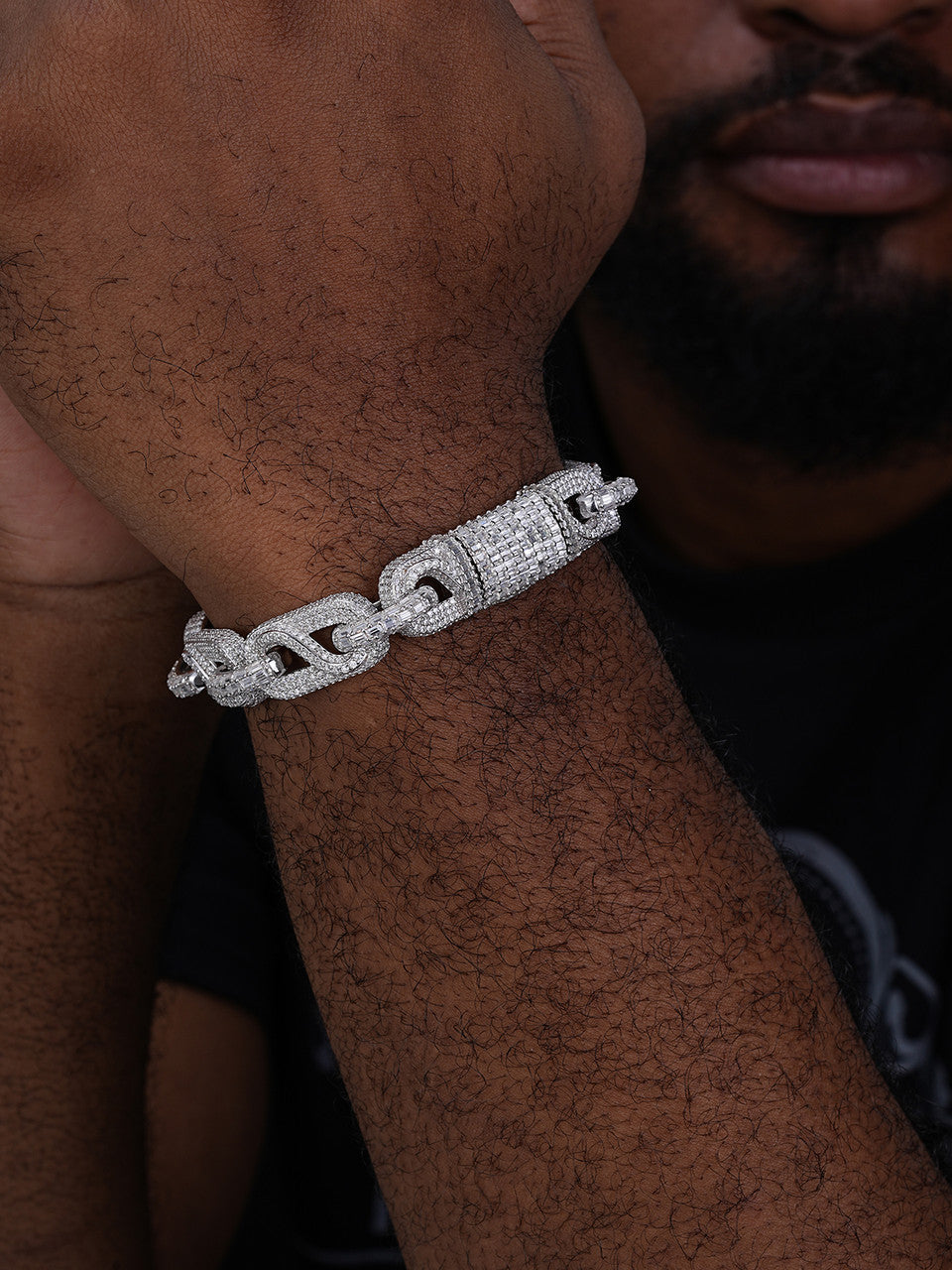 MOISSANITE 14mm Mens Iced Mariner Infinity Link Bracelet Hip Hop