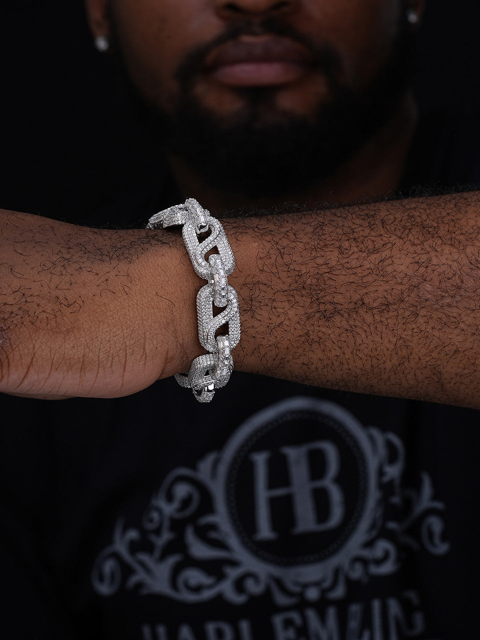 MOISSANITE 14mm Mens Iced Mariner Infinity Link Bracelet Hip Hop