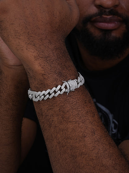 MOISSANITE Figarucci Prong Cuban Link Bracelet Iced Out - 925 Silver - 15mm - 7"-8.5"