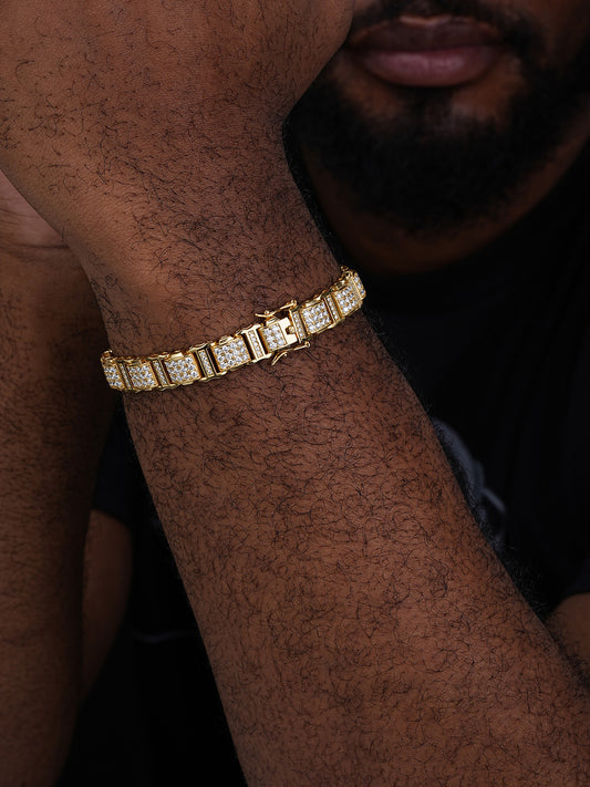 MOISSANITE Biggie Smalls OG Custom Link Bracelet Iced Out - 14k Gold Vermeil 925 Silver - 11mm - 7"-8.5"