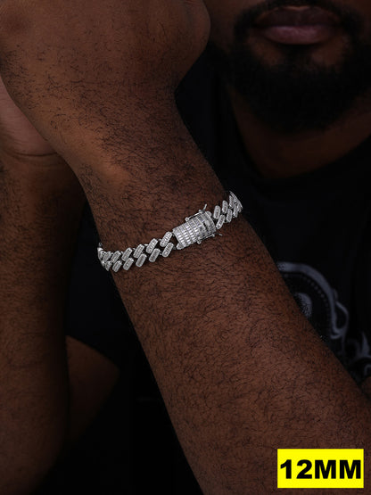 MOISSANITE Baguette Modern Prong Miami Cuban Link Bracelet Iced Out - 925 Silver - 12mm-22mm - 7"-8.5"
