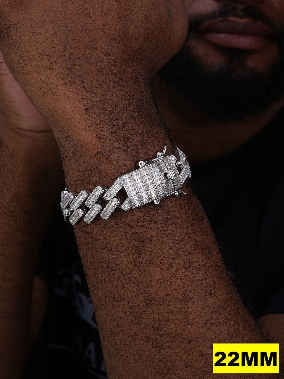 MOISSANITE Baguette Modern Prong Miami Cuban Link Bracelet Iced Out - 925 Silver - 12mm-22mm - 7"-8.5"