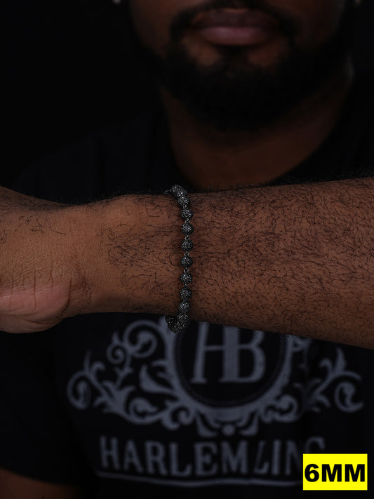 MOISSANITE Bead Ball Dogtag Necklace Chain - Black Rhodium Over 925 Silver - 4mm-10mm - 7.5"-8.5"