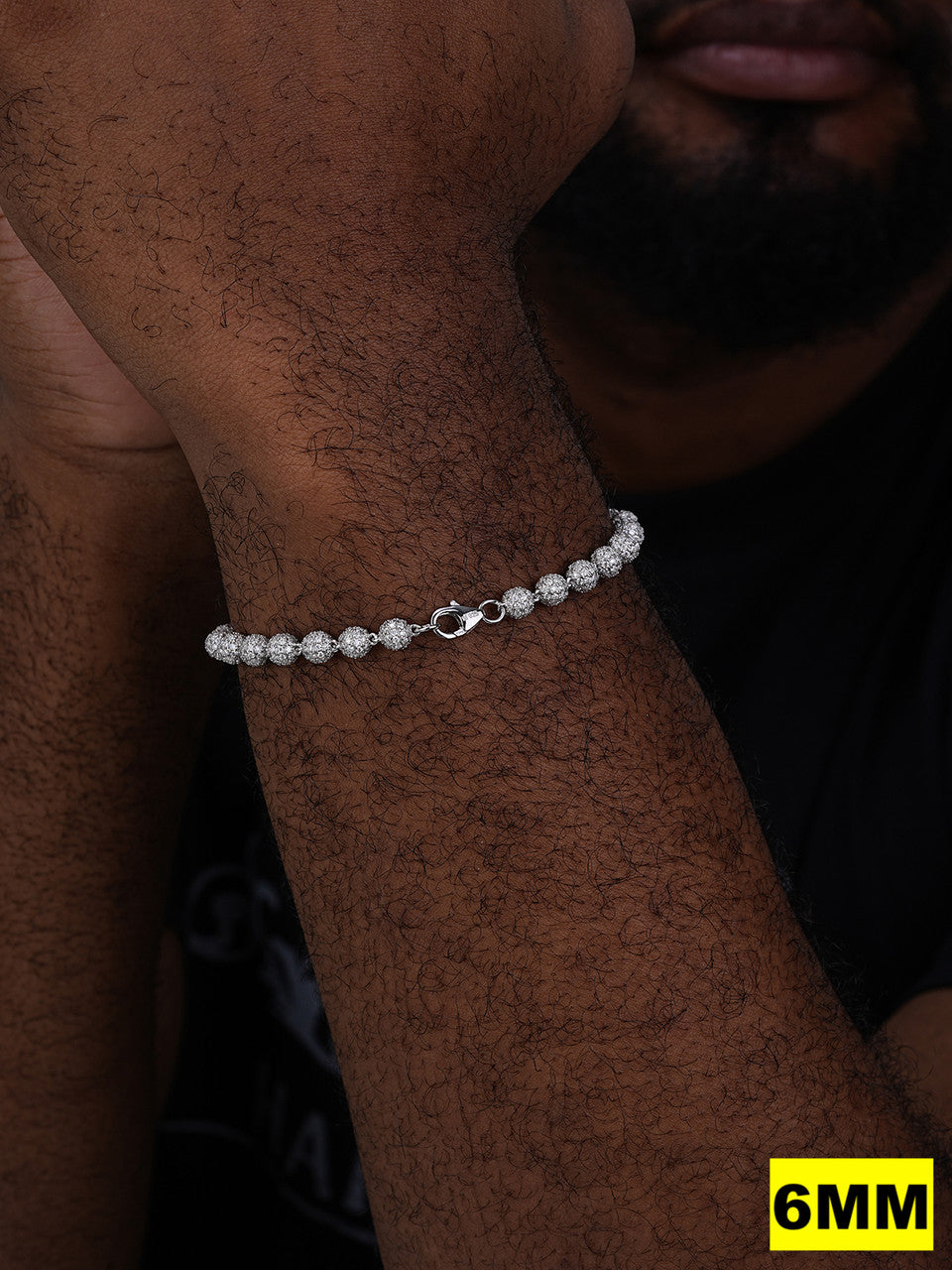 MOISSANITE Bead Ball Dogtag Bracelet - 925 Silver - 4mm-10mm - 7.5"-8.5"