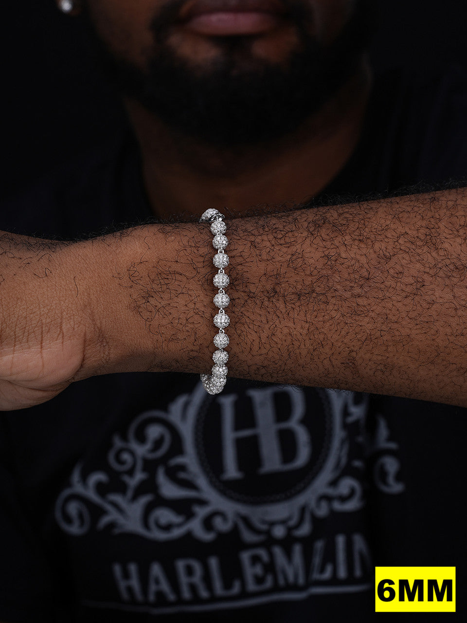 MOISSANITE Bead Ball Dogtag Bracelet - 925 Silver - 4mm-10mm - 7.5"-8.5"