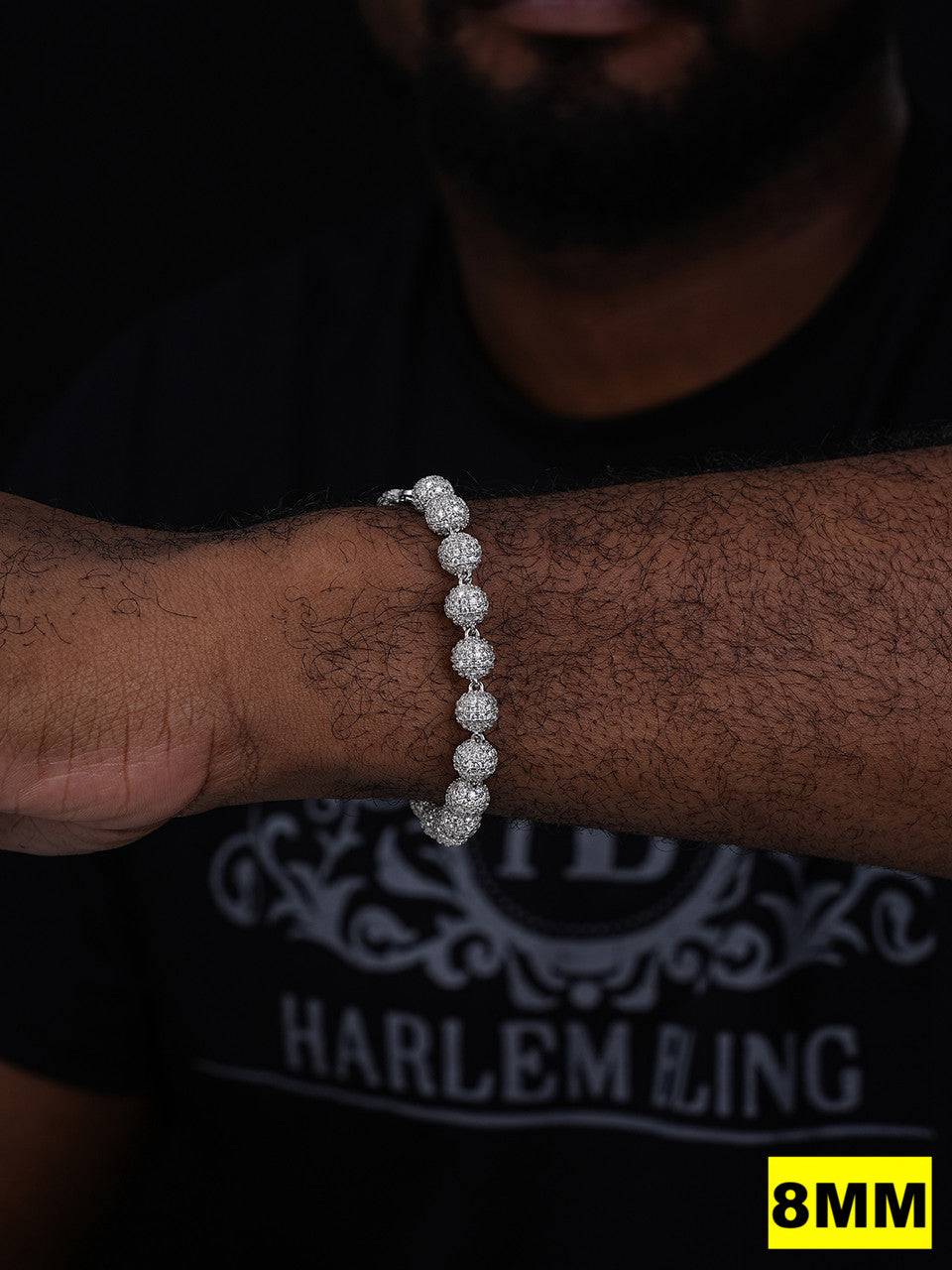 MOISSANITE Bead Ball Dogtag Bracelet - 925 Silver - 4mm-10mm - 7.5"-8.5"