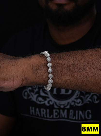 MOISSANITE Bead Ball Dogtag Bracelet - 925 Silver - 4mm-10mm - 7.5"-8.5"