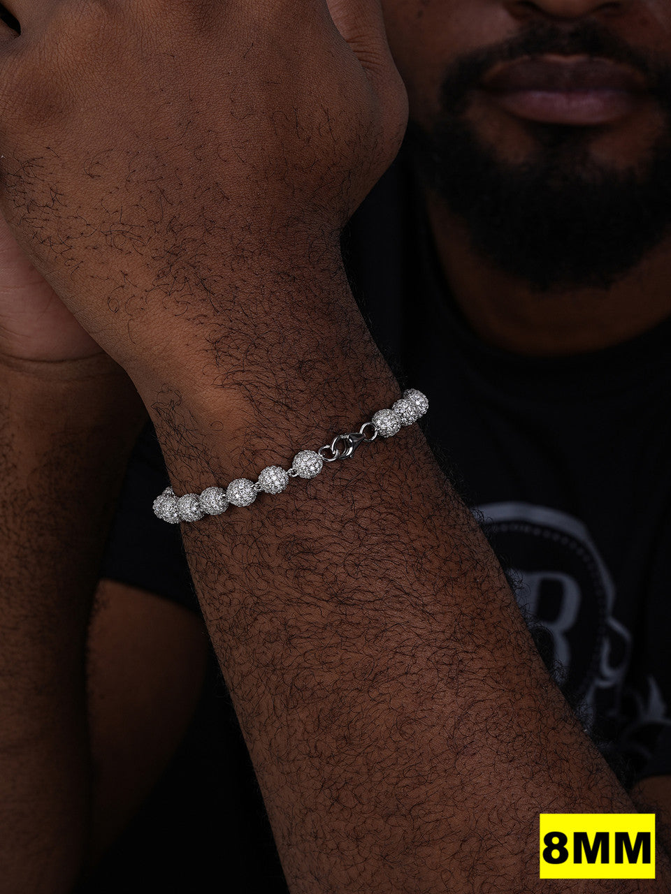 MOISSANITE Bead Ball Dogtag Bracelet - 925 Silver - 4mm-10mm - 7.5"-8.5"